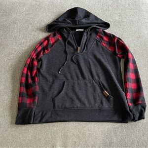 Maurices Homeward Buffalo Plaid Sleeve Fleece Hoodie